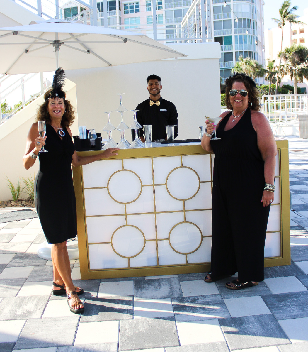 Cocktail-party-bartenders-flapper-dresses-event–-Club-at-Barefoot-Beach